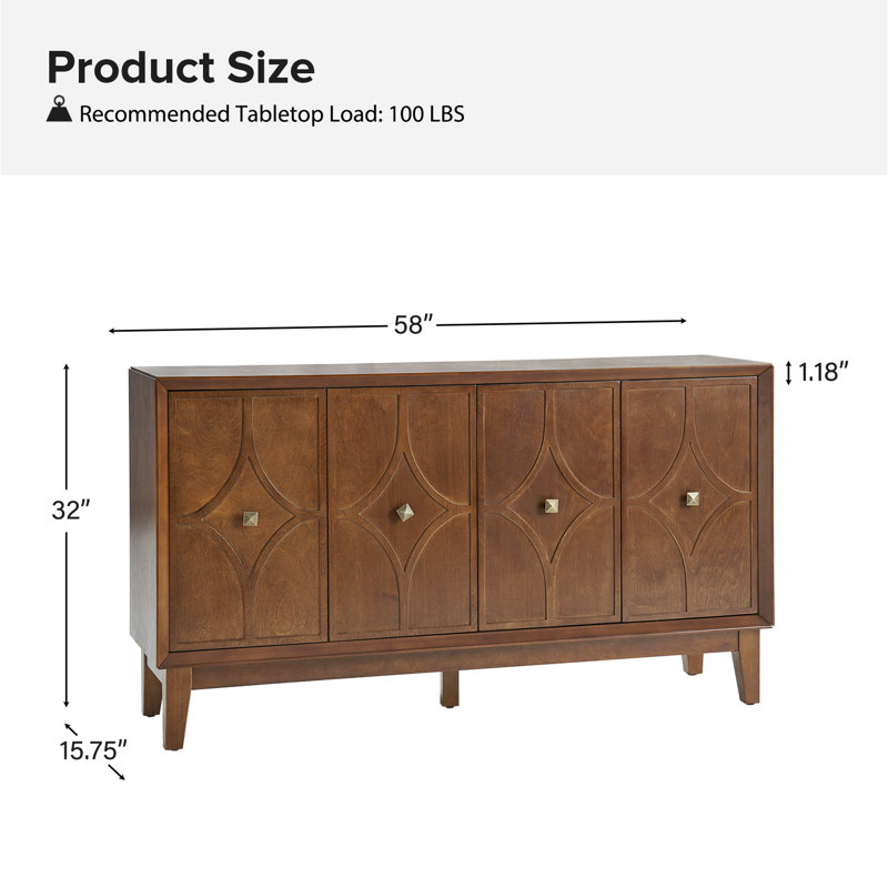 Buffet Mid-Century avec tablettes réglables Brightbill