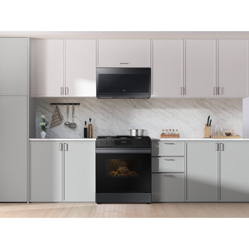Samsung Bespoke Smart Slide-In Gas Range 6.0 cu. ft. with Precision Knobs, Matte Black Steel