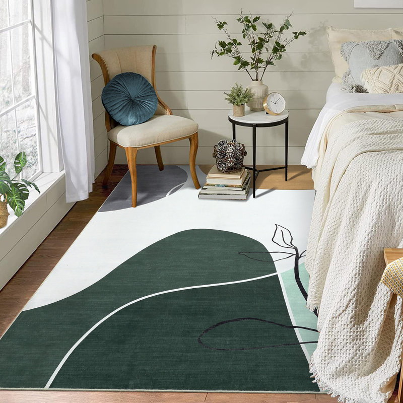 Modern Abstract Morandi Geometric Printed Carpet Washable Area Rug Carpet for Living Room Bedroom Low Pile Non Slip Neutral Rugs Stain Resistant Soft Thin Rug Runner Rug for Entryway Indoor Floor Mats Office Laundry Farmhouse Decor