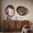 Asymmetrical Solid Walnut Wood Wall Mirror – 35" W x 32" H