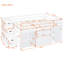 Lit mezzanine double en blanc avec 3 tiroirs, bureau rétractable et tablettes de rangement, élégant pour la chambre à coucher