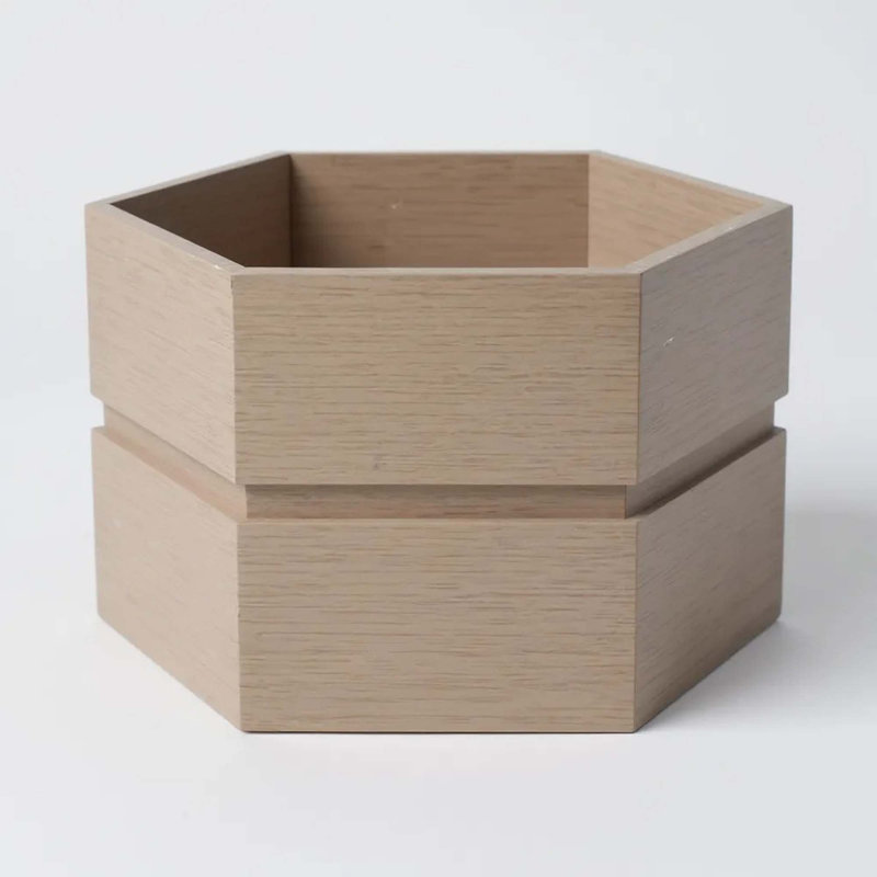 Hexagon Terrace Planter Box Tall, 9.50" H x 16" W x 14.88" D, Brown Gray