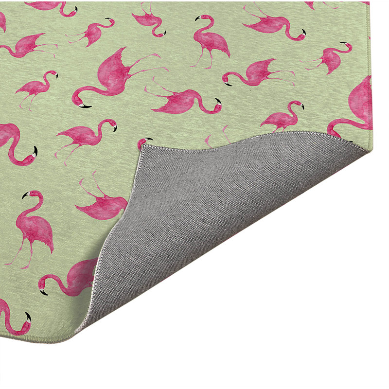 Tapis de cuisine antidérapant Summer Flamingo, Limette, Rectangulaire 2 pi x 3 pi
