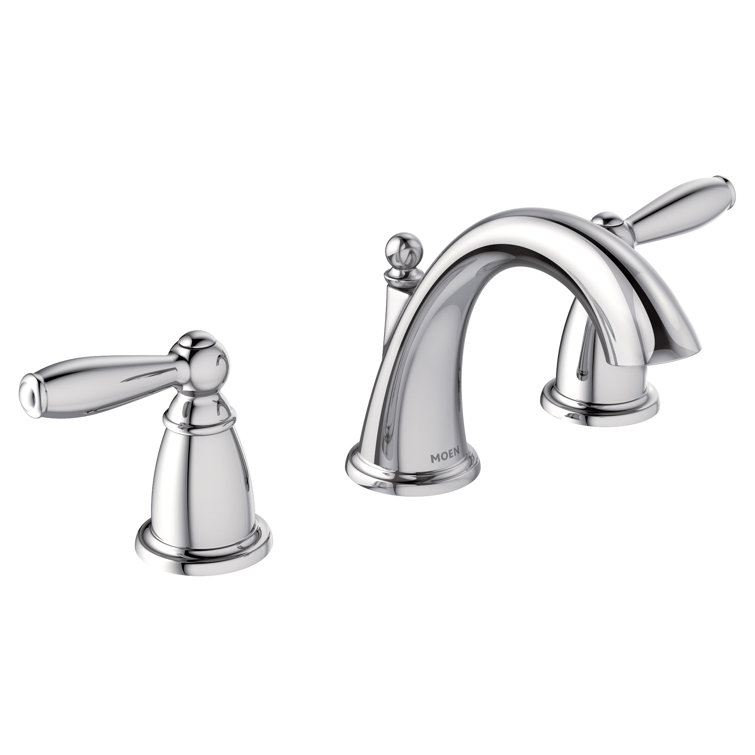 Moen Brantford Chrome Traditional Two-Handle High-Arc Widespread Bathroom Faucet With Drain Assembly, Valve Included