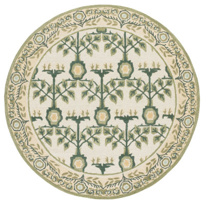 Ivory Sage Hand-Tufted Floral Wool Rug