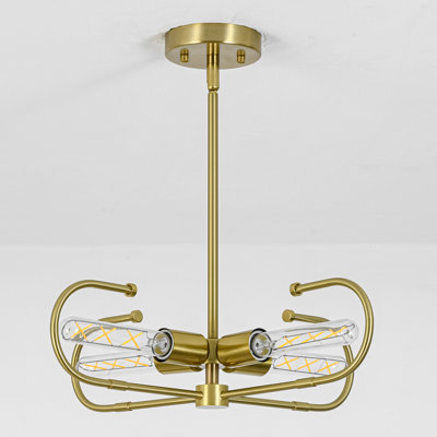 Raventon Home 4-Light Industrial Brass Pendant Light