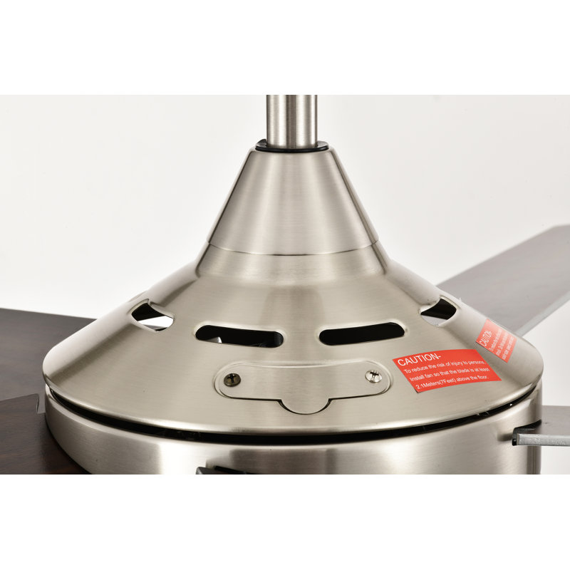 Ventilateur de plafond à DEL 52 pouces à 5 pales en nickel brossé avec télécommande, moteur CC réversible, Nickel brossé