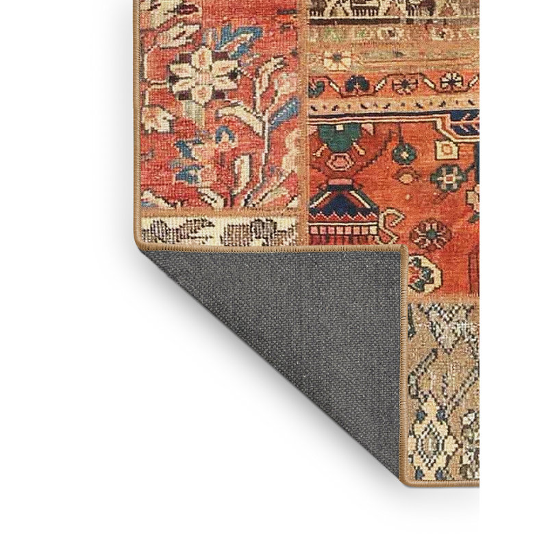 Tapis brun/orange/bleu zone contemporaine, Rectangle 3 pi x 5 pi