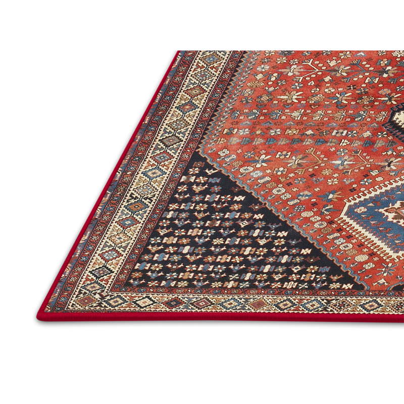 Tapis beige / bleu marine / rouge Southwestern, Rectangle 2 pi x 4 pi