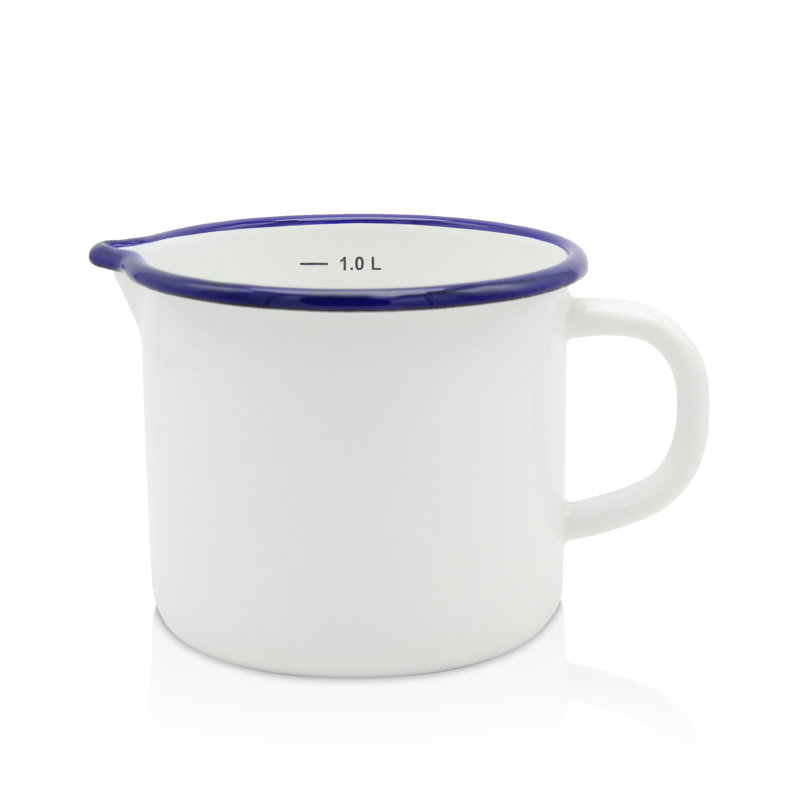 1L Enamelware Milk Pan, White