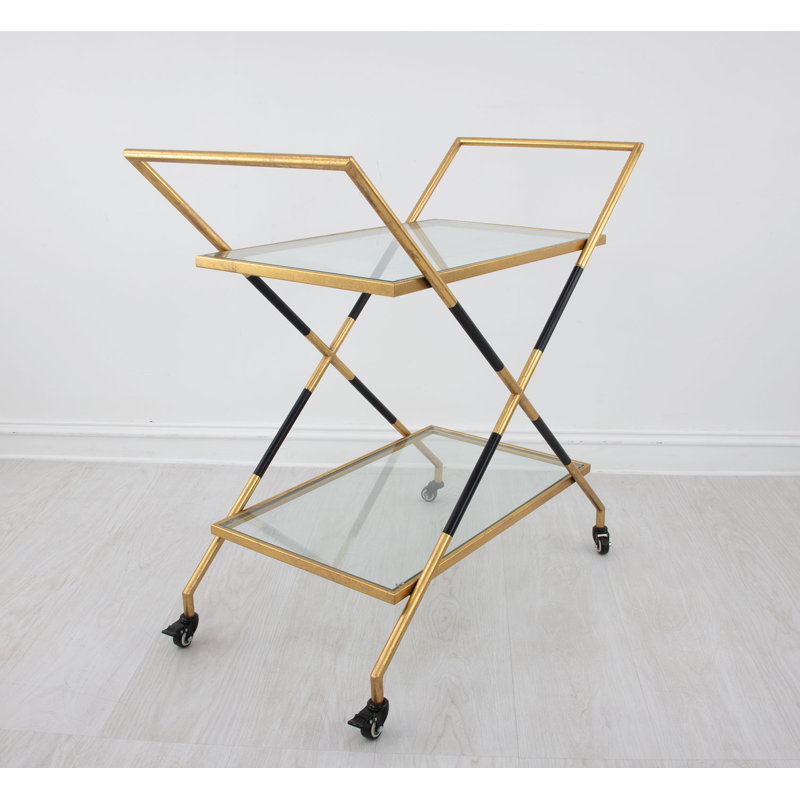 Lisa Bar Cart, Gold/Black