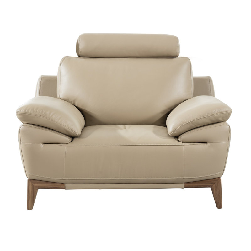 Fauteuil Mehaffey, Cuir véritable taupe
