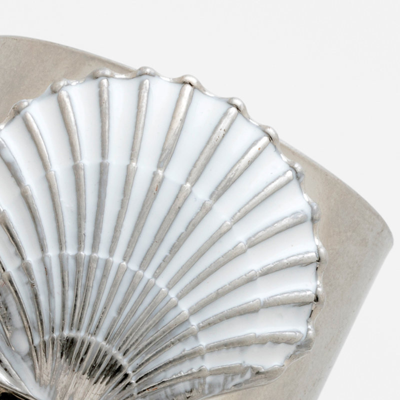 Brass Napkin Ring, White
