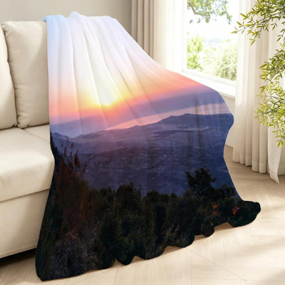 Blue Ultra Soft Flannel Fleece Throw Blanket,of Sea Lake Mountain Single-Sided Print