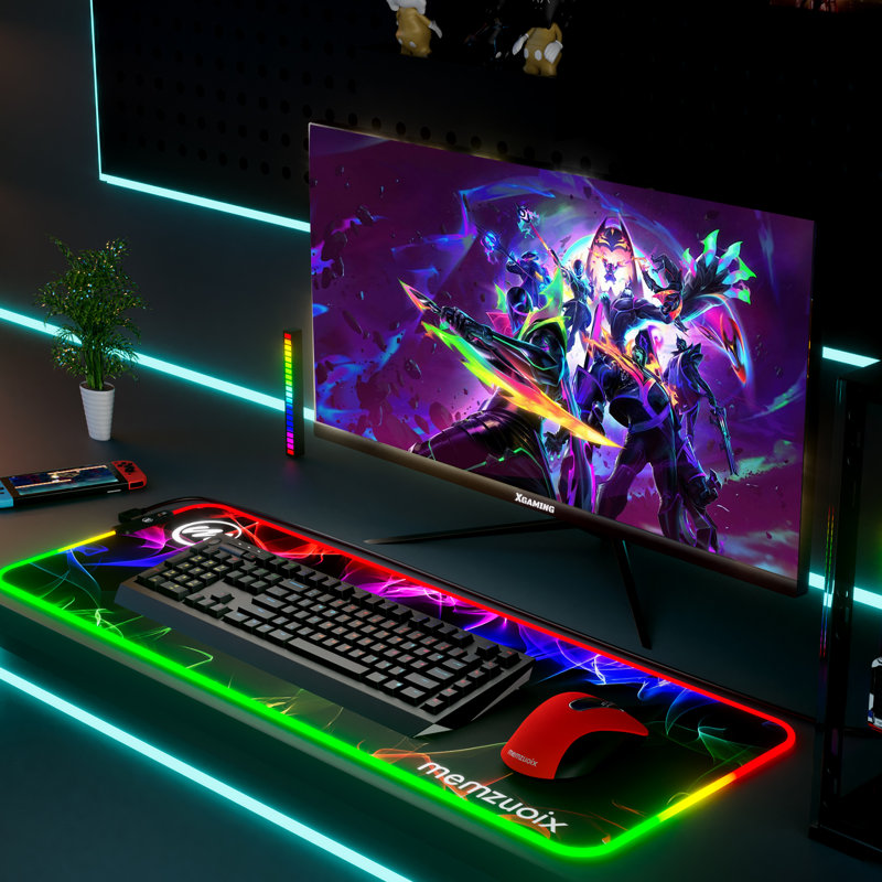 Gaming Mouse Pad With Rgb Light, Black Pattern
