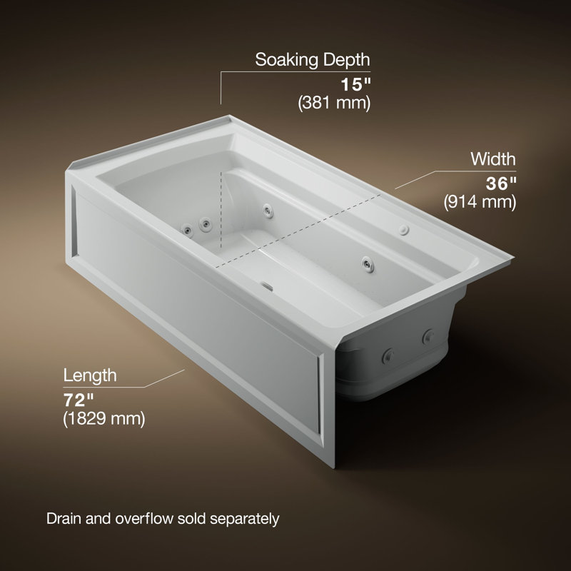 Archer 72-in X 36-in Integral Apron Whirlpool, Ice Grey, Right