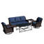 Chaises pivotantes pour 5 personnes avec table basse et coussins bleus-1158863613