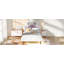 Lit plateforme simple tapissier avec tête de lit en forme de patte d'animal et DEL, rose