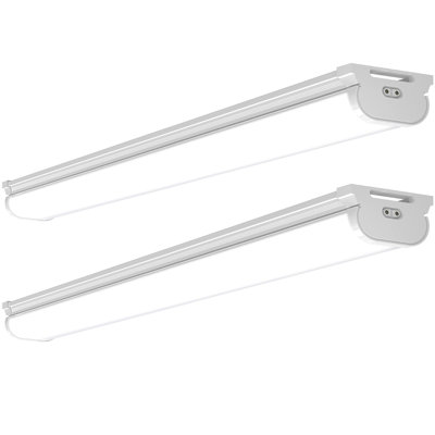 Barrina Led Shop Lights For Workshop 4ft, 5000k Daylight White, 45w, 5000lm, Hidden Wiring, Linkable 4ft Light Fixture Cord With On/off, Frosted Cover, Led Ceiling Light For Garage, Kitchen, 2 Packs