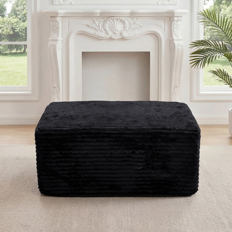 Kapellen 37.4‘’Upholstered Flannel Ottoman Cloud Ottoman For Boneless Couch In A Box, Single Ottoman Modular Part For Sectional Sofa