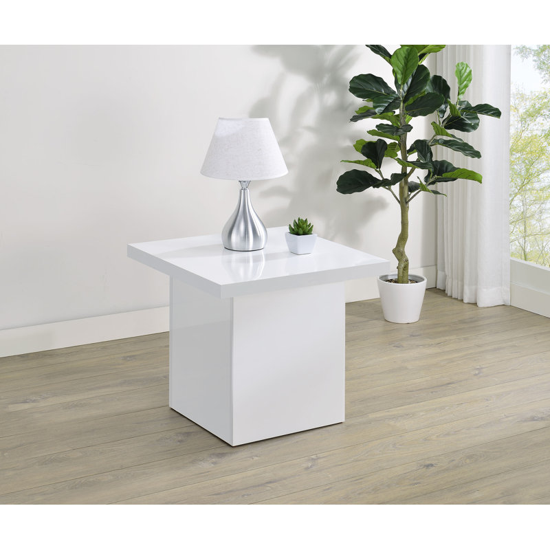 Table de bout carrée Varani, Blanc
