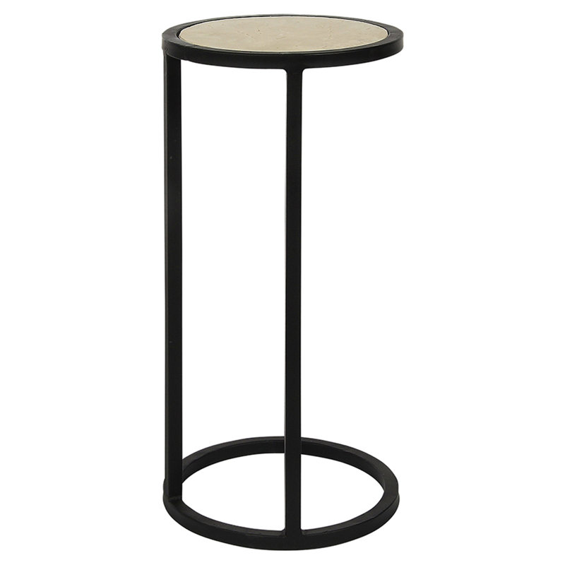Vegas Stone Frame End Table, Deep Ocean, Light Travertine