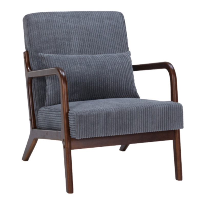 Chaise avec accoudoirs Mid-Century Modern, Gris foncé