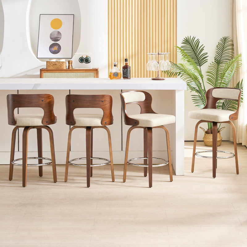 Swivel Faux Leather Counter & Bar Stools, Beige