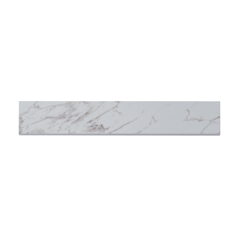 Pietra Calacatta 18" x 3" Porcelain Bullnose Tile Trim in White/Gray, Pietra Carrara
