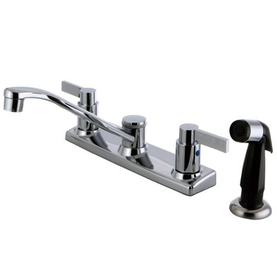 Robinet de cuisine central à deux poignées 8 "Kingston Brass NuvoFusion