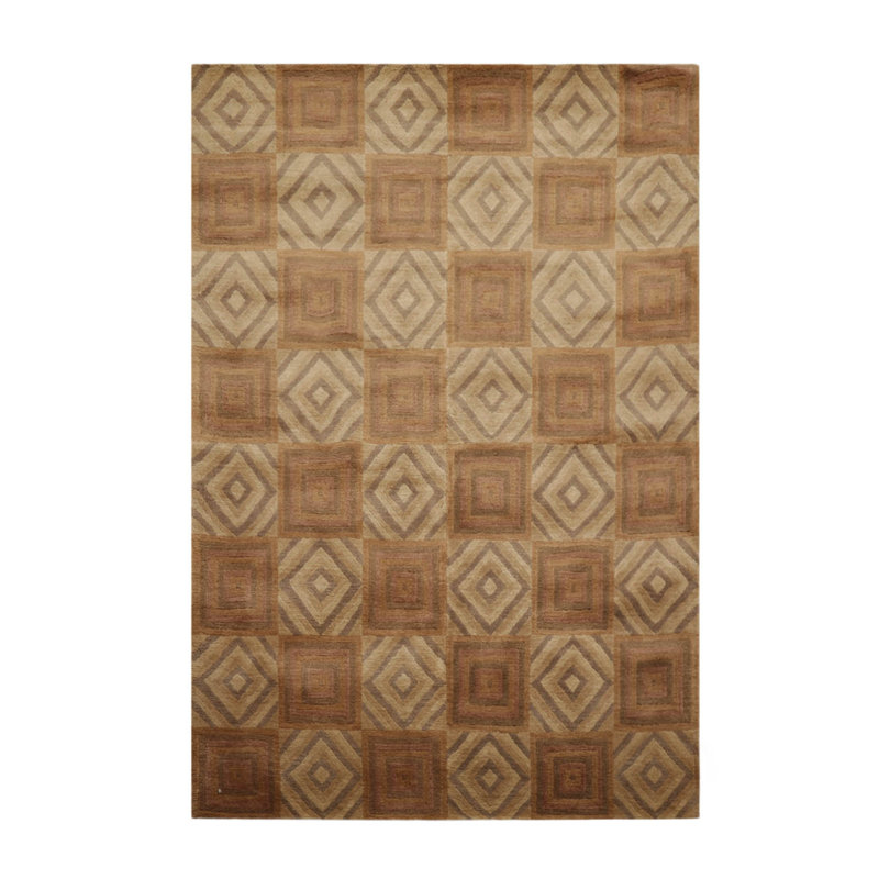 Tapis brun en laine de conception unique 4 pi x 6 pi Rubben
