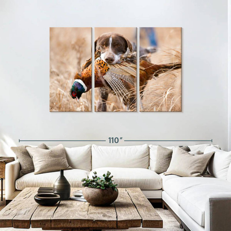 Senne Dog Retrieving Pheasant, 48" H x 74" W