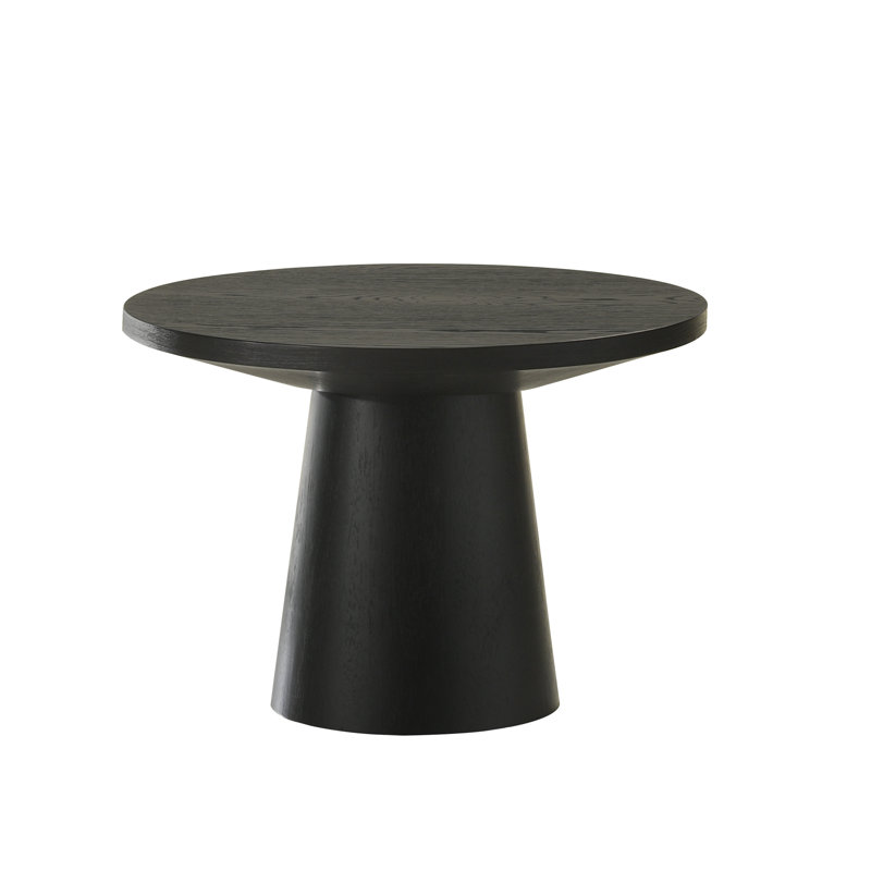 Table de bout ronde en bois Manuel Pine, Noir