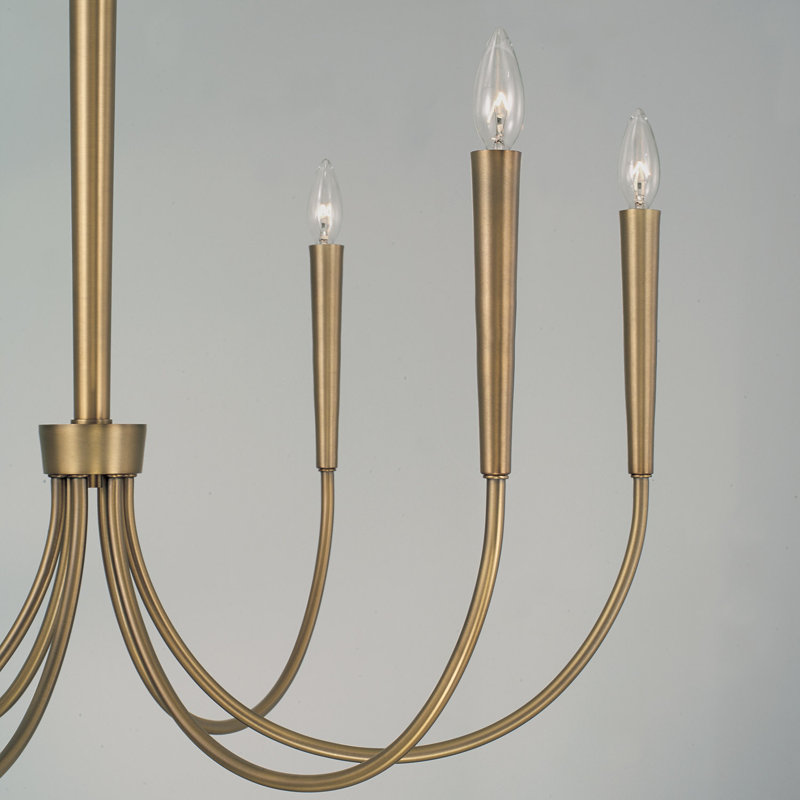 6 - Light Dimmable Classic / Traditional Chandelier, Aged Brass