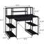 Bureau avec tablettes ouvertes et en noir - 1 tiroir et 8 compartiments pour les accessoires