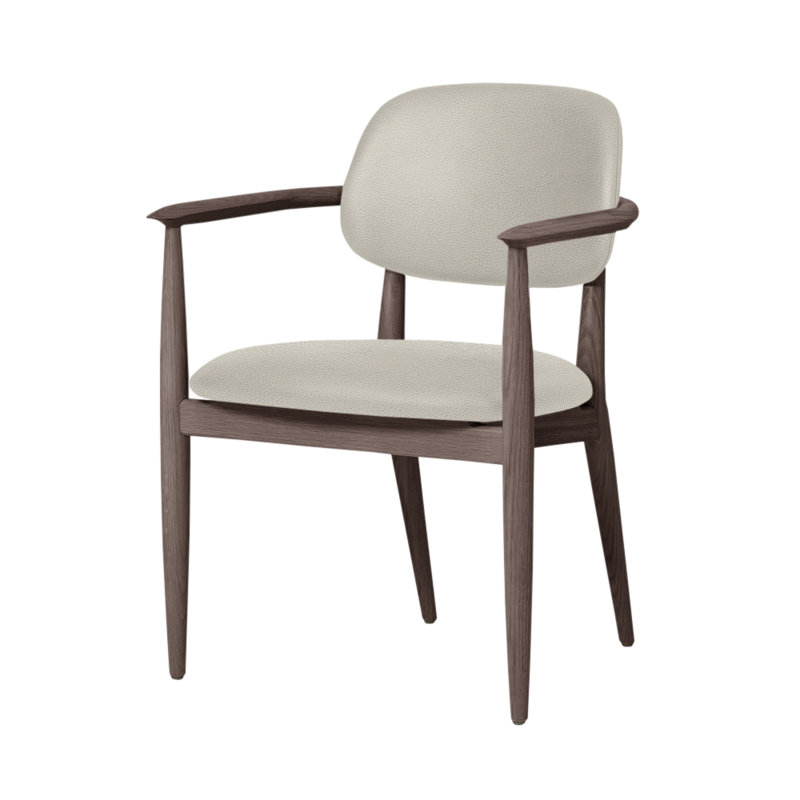 Chaise Slow de Space Copenhagen, Noyer à finition savonnée, Ivoire Milano 5020