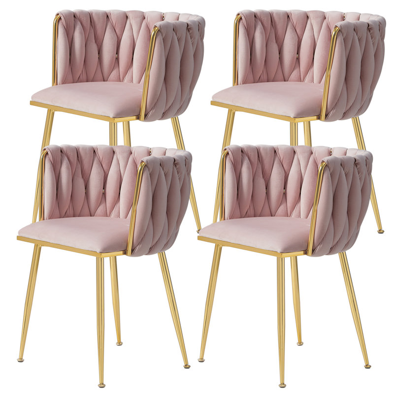 Chaise d'appoint rembourrée en velours Evanni, Rose, 4