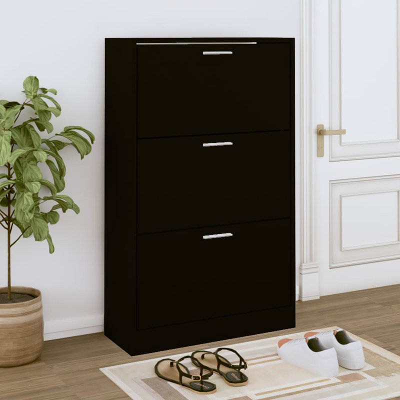 9 Pair Flip Down Shoe Storage, Black