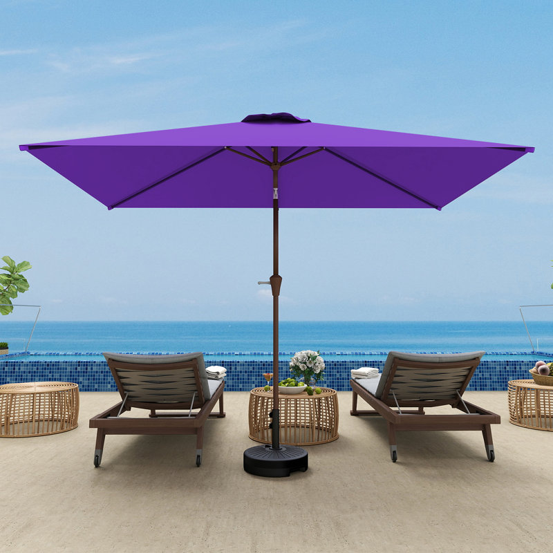  Parasol de marché rectangulaire 120 po x 78 po avec manivelle, Violet