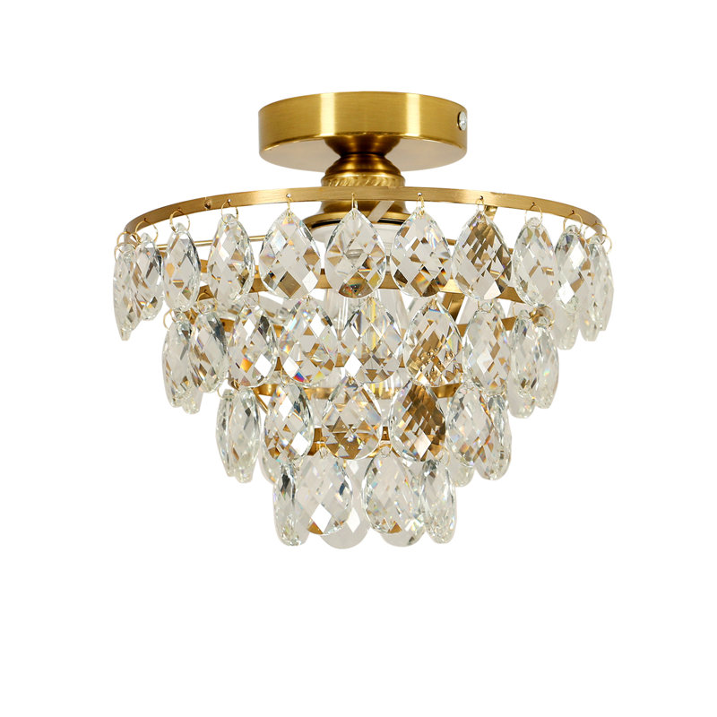 Gold Elegant Luxury Crystal Flush Ceiling Light