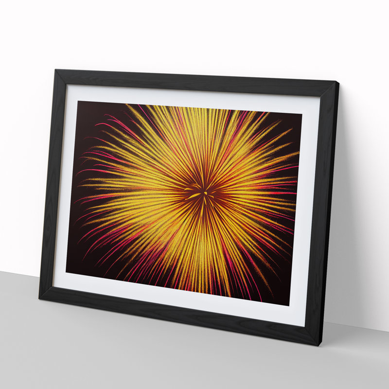XH1022-8656X Super Fireworks 1 Piece Single Picture Frame Painting, 34cm H x 46cm W x 2cm D, Black