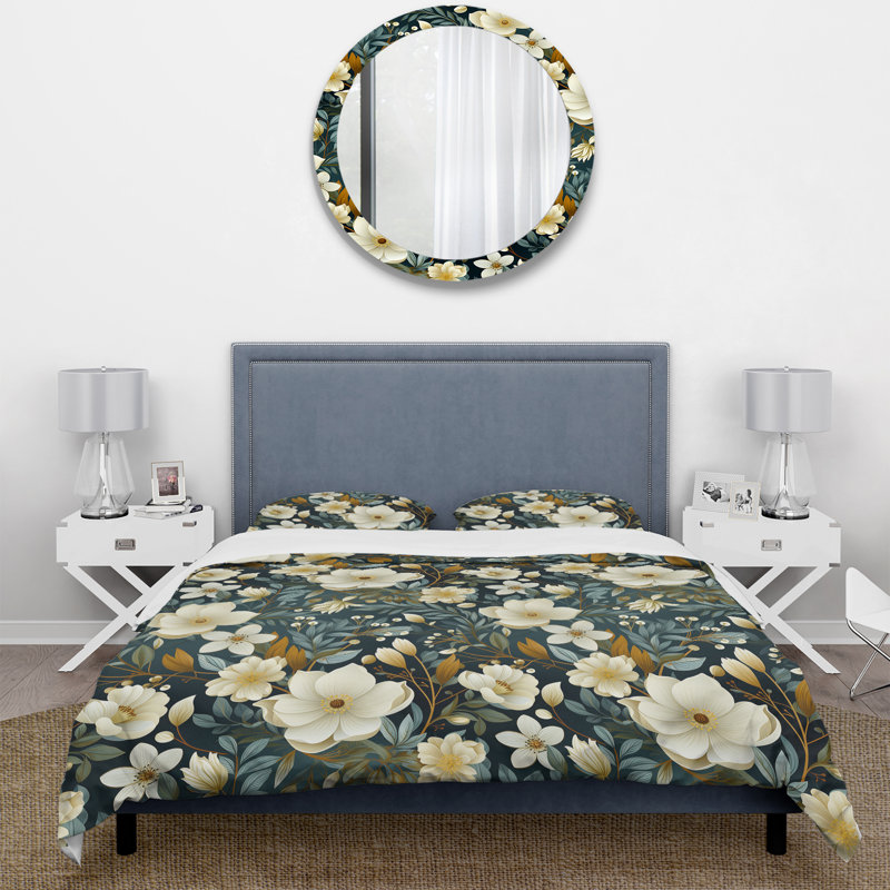 Ensemble de housse de couette Stormy Botanics Moody, Housse de couette pour grand lit et 2 taies décor