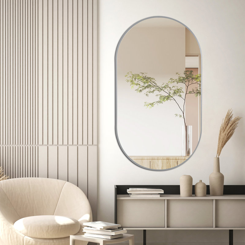 Settimia Metal Flat Wall Mirror, 28" x 20", Silver