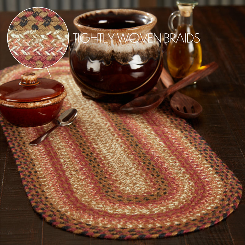 Birtwhistle Geometric Oval Table Runner, Terra Cotta/Burgundy/Dark Tan