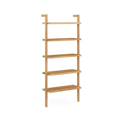 5-Tier Wall Mounted Solid Wood Bookshelf