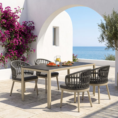 Ensemble repas extérieur pour 4 personnes avec coussins 4 personnes