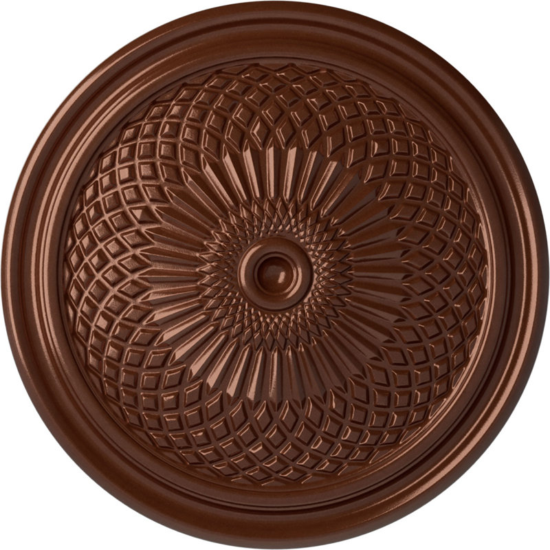 Médaillon de plafond Endurathane Trinity, diamètre extérieur de 22 po x P 1 3/4 po (convient aux auvents jusqu'à 3 po), finition sou en cuivre peint à la main