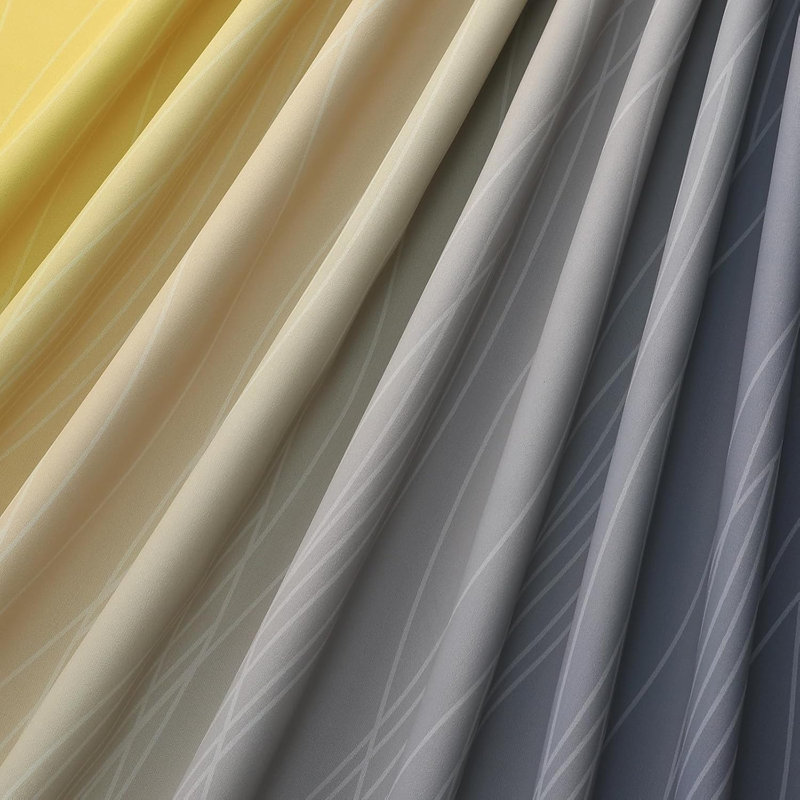 Blackout Curtain Pair, Yellow/Grey