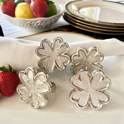 4-Piece Lucky Flower Clover Napkin Ring Set