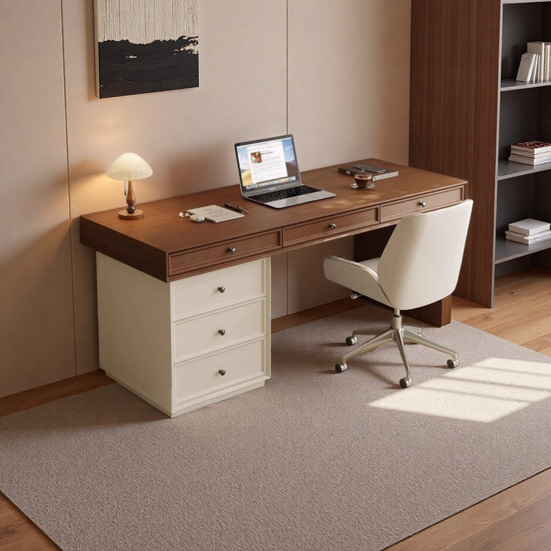 Bureau en bois massif de style rétro, 29.52" H x 62.99" W x 23.62" D